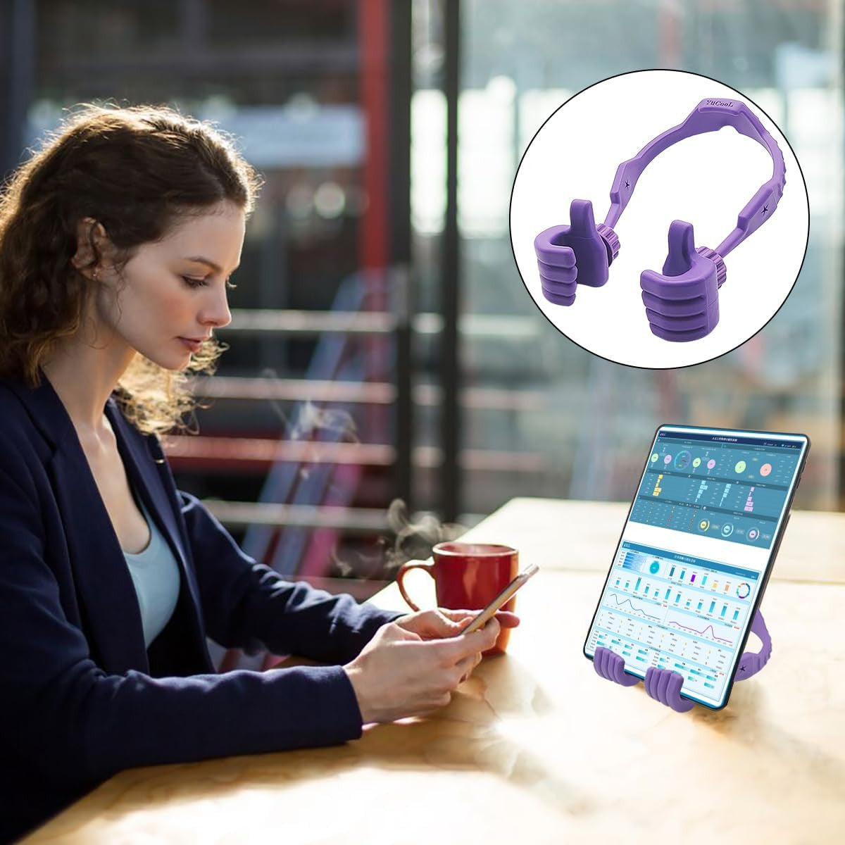 2 Packs Thumbs up Lazy Phone Stand Cell Phone Holder, Adjustable Stocking Stuffe
