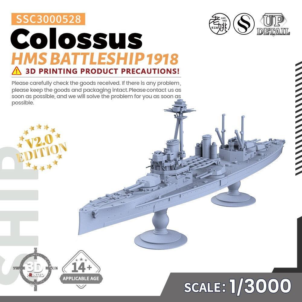 SSMODEL SSC3000528 1/3000 Military Model Kit HMS Colossus Battleship 1918