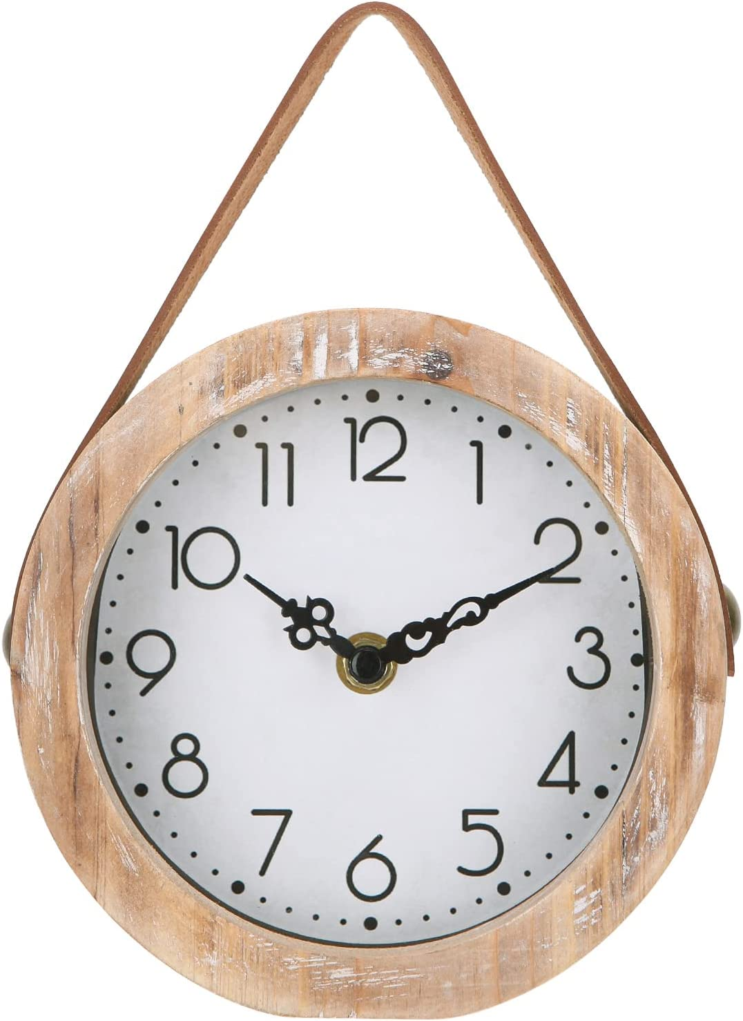 Wooden Table Clock Small Round Non-Ticking Battery Operated Hanging Home Decor