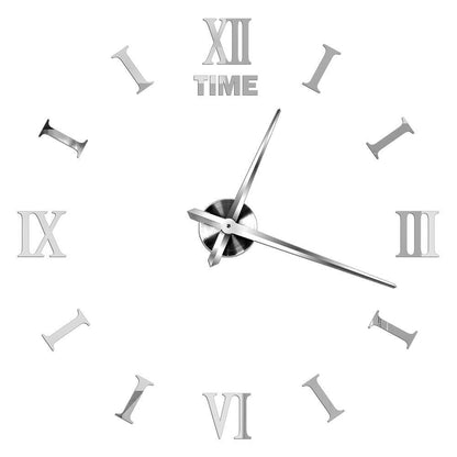 DIY Wall Clocks Acrylic Mirror Large 3D Frameless Home Living Room Decor 37-47In