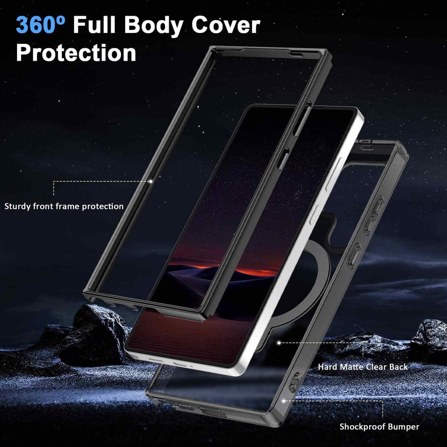 For Samsung Galaxy S25 Ultra/S25+/S25 Case with Magnetic Invisible Ring Stand