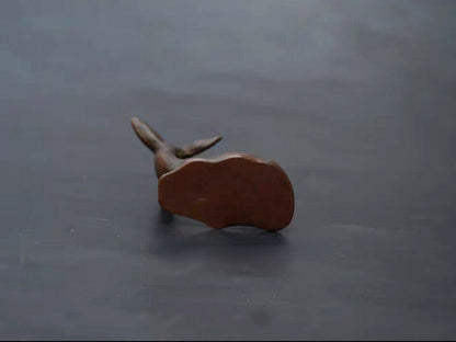 2" Chinese Little Deer Tea Pet Statue Collection Purple Copper Solid