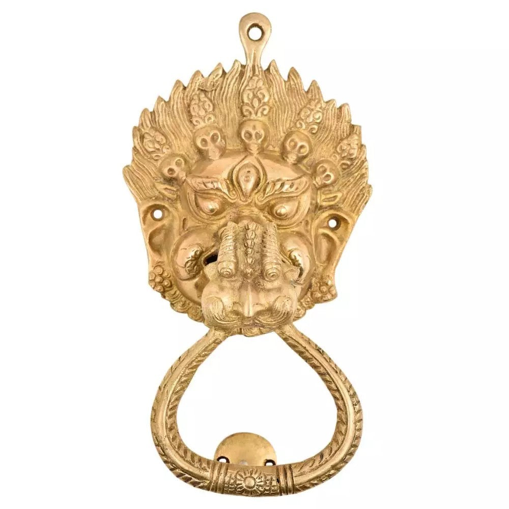 Antique Look Brass Vajra Mahakala Buddha Head Ring Door Knocker
