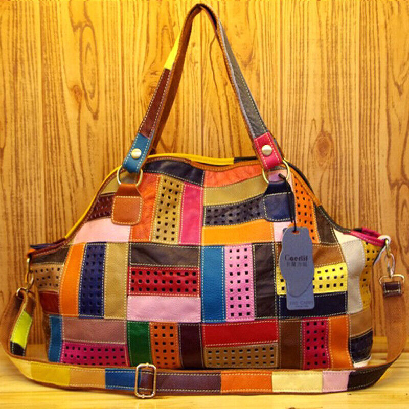 Designer Women'S Genuine Leather Multi-color Handbag Satchel Tote Shoulder Bags
