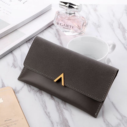 Women Handbag Money Card Holders Leather Clamps Coin Purses Clutch Female Wallet