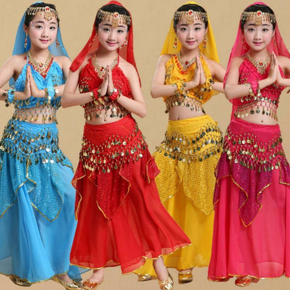 Girls Belly Dance Costume Skirt Outfit Kids Performance Clothing +Accessories