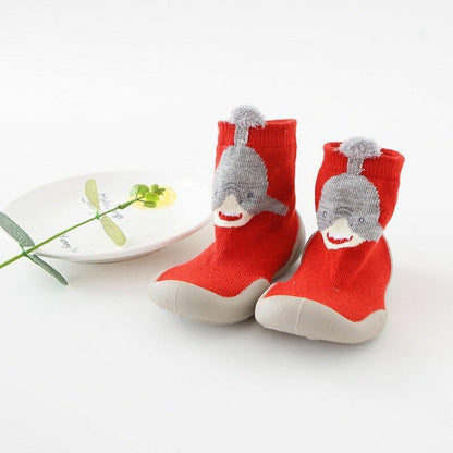 Unisex Baby Shoes First Walkers Toddler Girl Soft Rubber Knit Booties Anti-slip