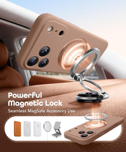 for Iphone 17 Pro Max Case with 360° Spin Magnetic Stand, [Compatible with Magsa