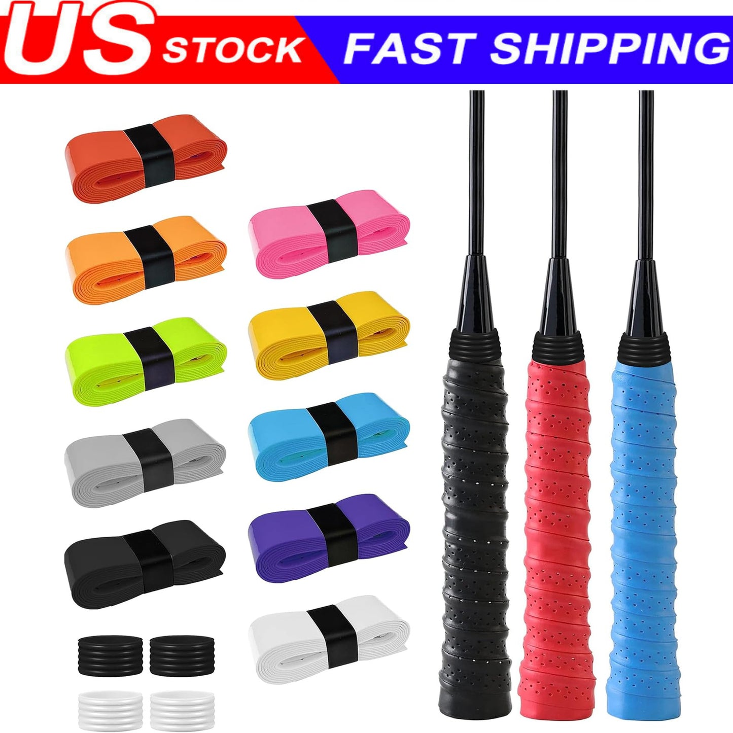 2X Tennis Racket Grip Tape Anti Slip Absorbent Badminton Pickleball Overgrip