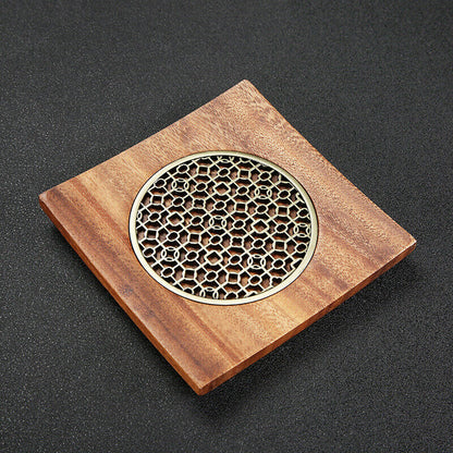 Durable Chinese Square Walnut Wood Tea Mat Coffee Cup Pad Tray Heat Resistant