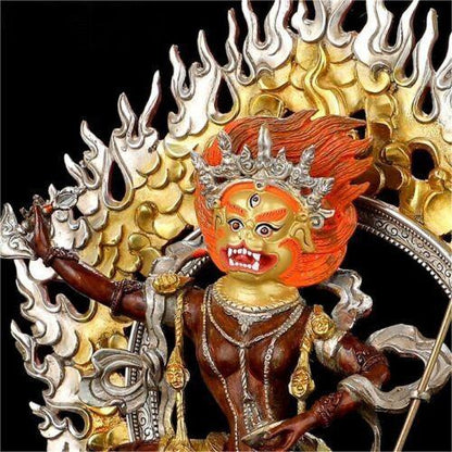 38cm Copper Simhavaktra Dakini Statue Tibetan Buddhism Simhamukha