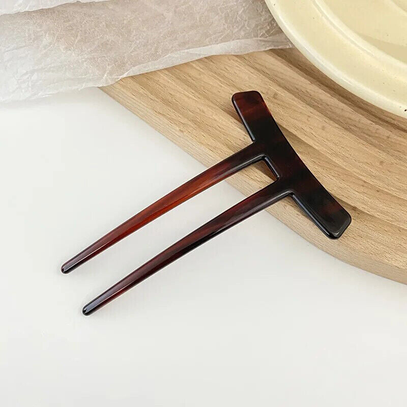 Women Hair Accessories Acetic Acid U-Shaped 2 Teeth Hairpin Fork Clips 9.6x6.6cm