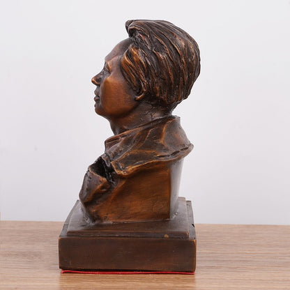 4.7" Brass Mao ZeDong Bust Statue Chairman Strategist Figure Communist Portrait