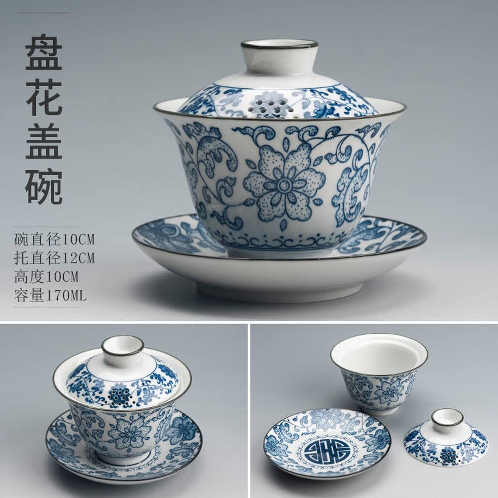 170ml Blue Gaiwan Ceramic Tea Bowl Household Tea Cup Tea Tureen Tea Set