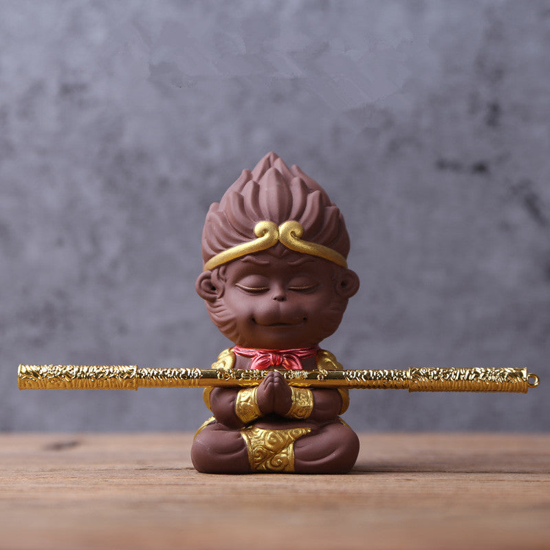 Praying Monkey Statue Yixing Zisha Tea Pet Handmade Ornament Home Decoration New