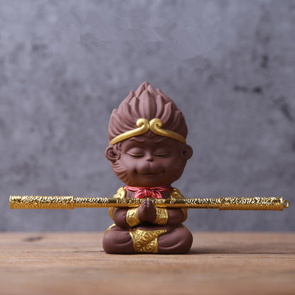 Praying Monkey Statue Yixing Zisha Tea Pet Handmade Ornament Home Decoration New