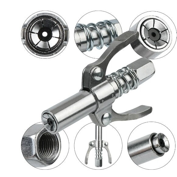 Grease Gun Coupler Double Handle High Pressure Quick Release Lock Oil Nozzles