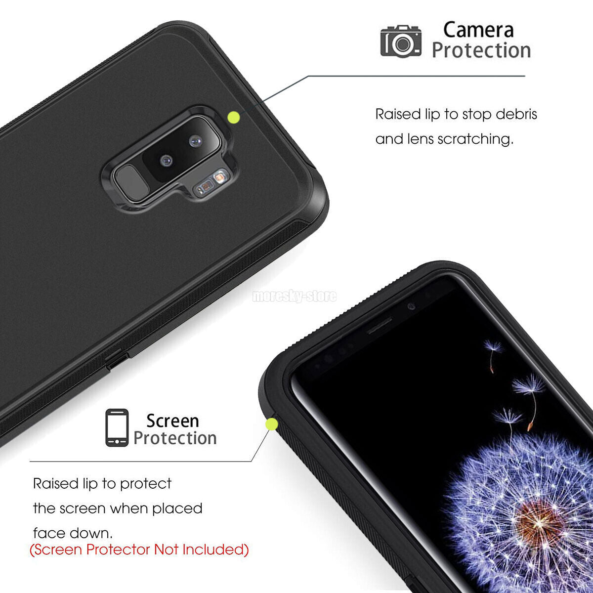 Case Clip Holster Cover,Tempered Glass Protector For Samsung Galaxy S9 / S9 Plus