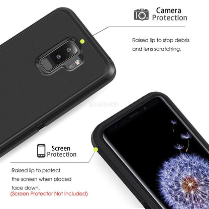 Case Clip Holster Cover,Tempered Glass Protector For Samsung Galaxy S9 / S9 Plus