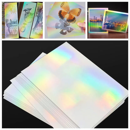 Photo Paper A4 Self-Adhesive Stickers 10 Sheets Holographic Cold Laminating Film