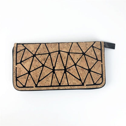 Cork Three Fold Long Wallet Fashion Credit Card Holder Clutch Purse Money Bags