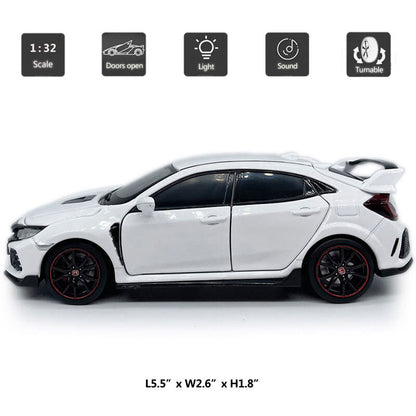 1/32 Honda Civic Type R Model Car Diecast Toy Cars Toys for Boys Kids Gifts Gray