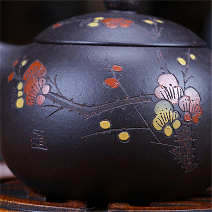 Xishi Pot Handmade Wintersweet Carved Real Yixing Zisha Clay Tea Pot Marked New