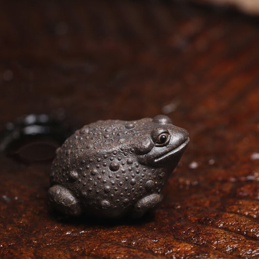 Zisha Tea Pet Half Handmade Home Ornaments Toad Statue Garden Pond Decoration