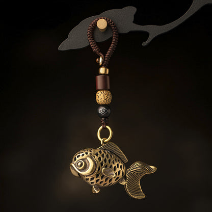 Brass Metal Luck Animal Lanyard Key Chains Copper Fish Keychain Pendant Vintage