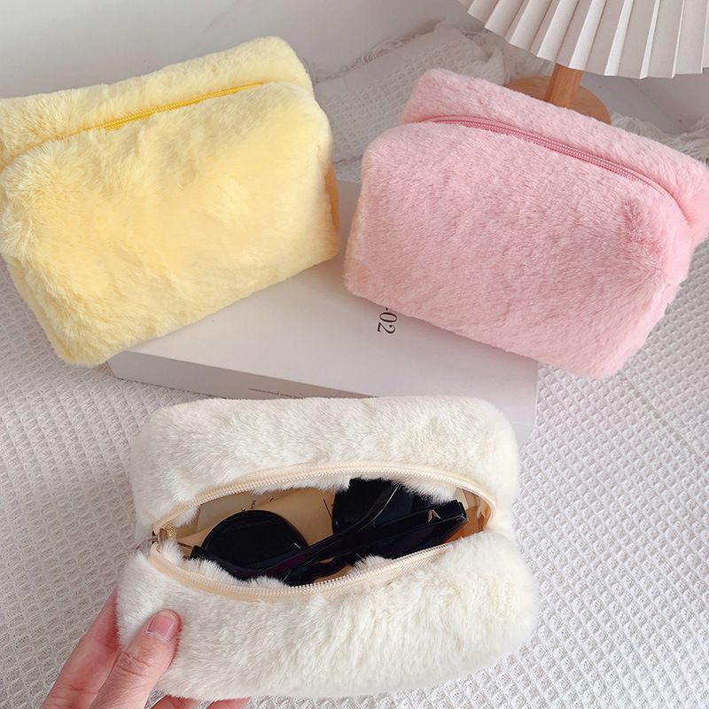Travel Makeup Pouch Holder Plush Cosmetic Bag Student School Large Storage Purse
