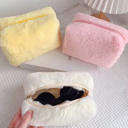 Travel Makeup Pouch Holder Plush Cosmetic Bag Student School Large Storage Purse