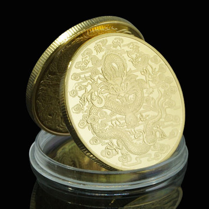 Commemorative Coins Metal Double Dragon Bronze Gold Silver Home Decoration Badge