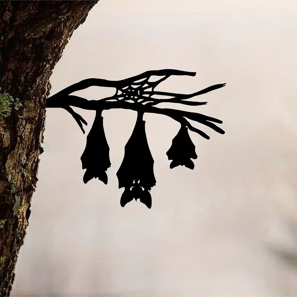 Iron Silhouette Hanging Three Bat-shaped Tree Garden Stump Hollow Out Sculpture