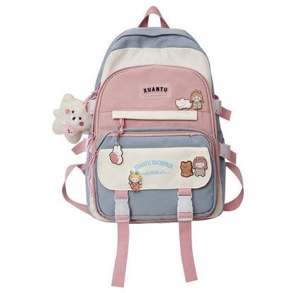 Backpack Shoulder Bag Multi Pockets Waterproof School Bags Green Blue Black Pink