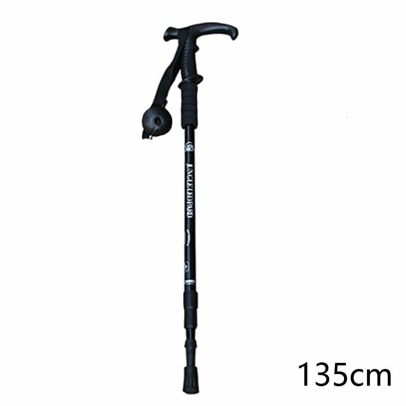 Telescopic Hiking Camping Climbing Walking Stick Trekking Pole Cane Elderly Red