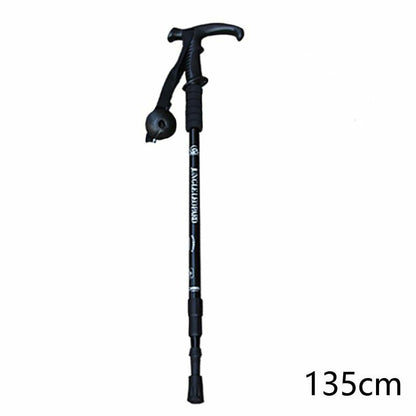Telescopic Hiking Camping Climbing Walking Stick Trekking Pole Cane Elderly Red