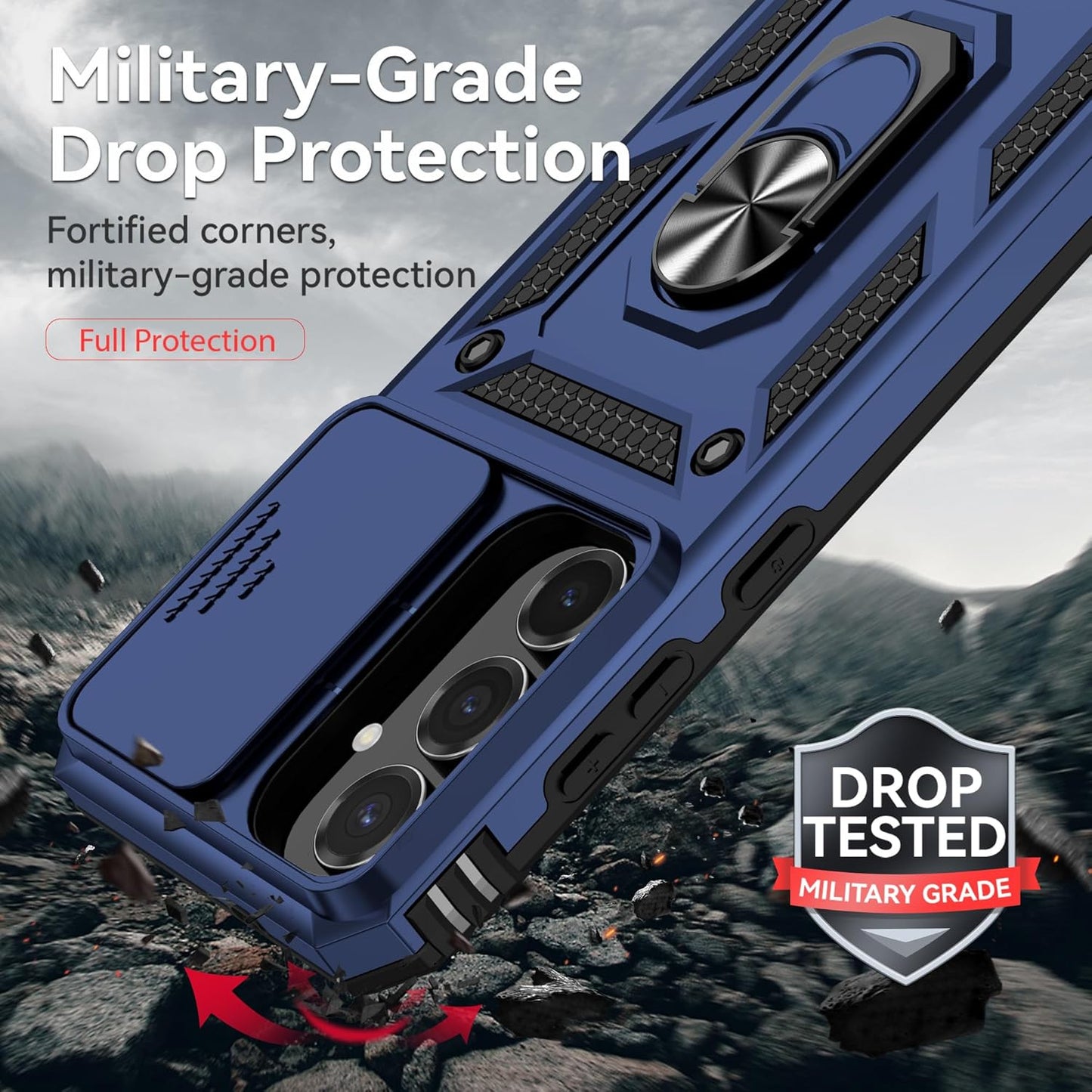 For Samsung Galaxy S25 FE Case： with Slide Camera Cover & Military Grade Protect