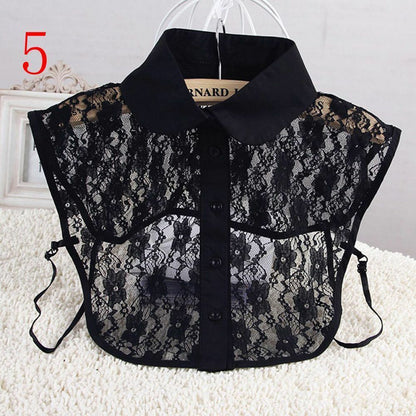 Shirt Collar Women Cotton Lace Fake Blouse Vintage Lapel Clothes Accessories Top