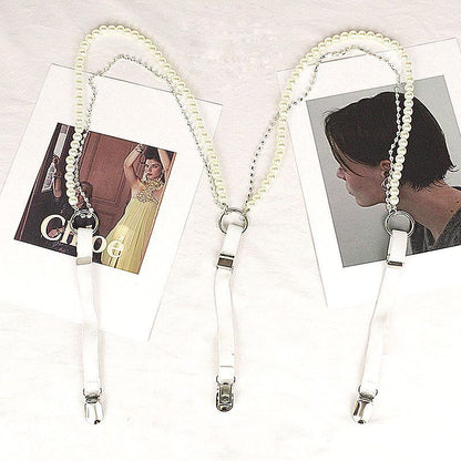 Women Suspenders Pearl Chain Belts Rhinestones Straps Shirt Clothing Decorations