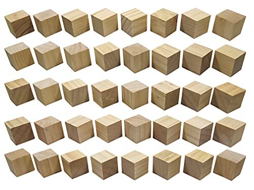 40 Pack Unfinished 1.5" Birch Wood Blocks -Smooth & Sanded Surface