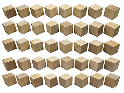 40 Pack Unfinished 1.5" Birch Wood Blocks -Smooth & Sanded Surface