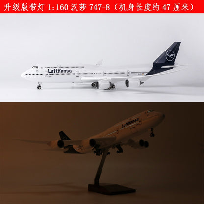 1/160 Germany Airlines 747-8 Aircraft Model Airplane With LED Light Toy Ornament