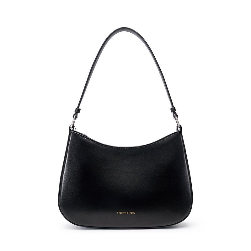 Underarm Bags Black Genuine Leather Tote Hobo Bags Handbags 28*6*18 CM Polyester