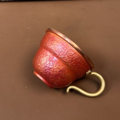 100ml Retro Red Copper Cup 2.76×1.97in Hand Forged Gold Hook Tea Cup