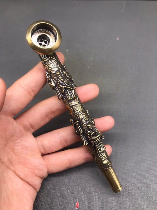 Brass Eight Immortals Pipe Handle Cigarette Rod Dry Cigarette Bag Cigarette Set
