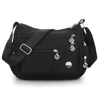 Lightweight Shoulder Bag Messenger Purse Zippers Waterproof Oxford Crossbody Bag