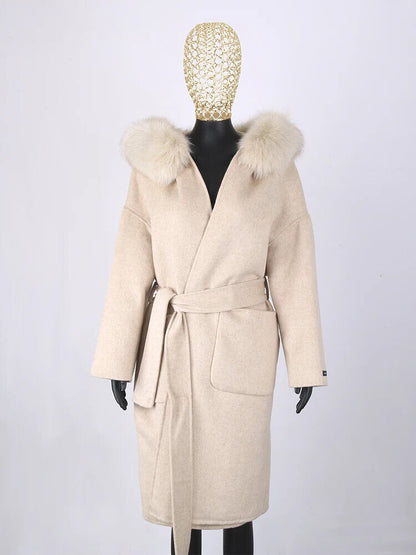 2023 Coat Collar Jacket Winter Outerwear Women With Belt