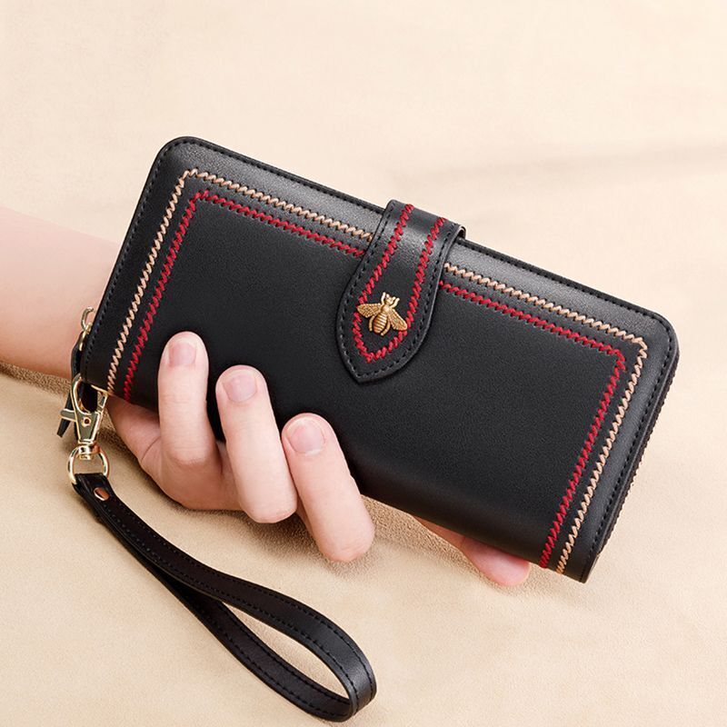 Genuine Leather Wallet Clutch Purse Long Money Bag Zipper Coin Wallet Hasp Pouch