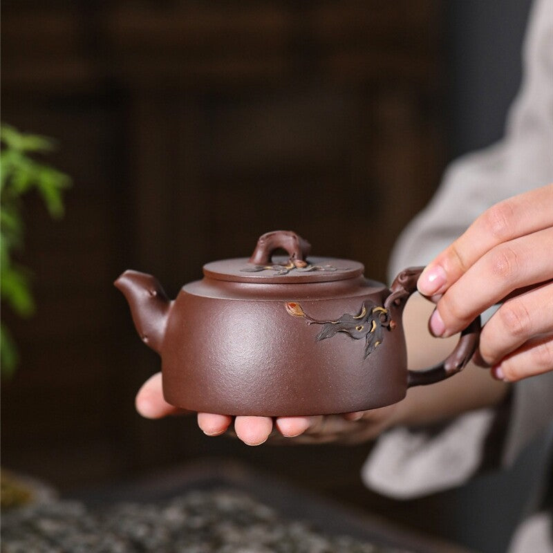 Authentic Yixing Zisha Tea Pot Full Handmade Old Purple Clay Master Pot 210ml