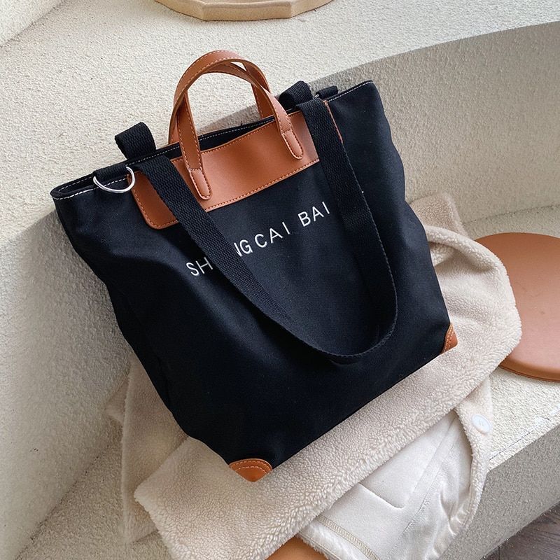 Canvas Handbag Shoulder Crossbody Bag Large Leather Shopper Bag 41*35*17CM Pouch